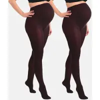 Mamsy - 2-Pack Opaque Zwangerschapspanty 60den - Wijn - M