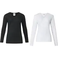 Lunatex - 2 dames thermo T-shirts - lange mouw - 50% polyester en 50% modal - zwart & wit - maat XL