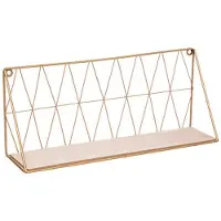 Atmosphera Wandplank/boekenplank Anna - goud - metaal/hout - draadframe - 48 x 12 x 20 cm