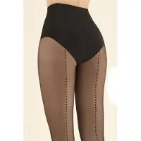 Gabriella Naadpanty - Stippen - 20 denier - Zwart - Maat: M - Model: Diana
