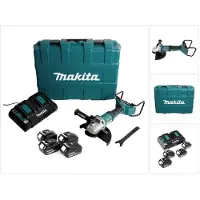 Makita DGA 900 G4KX2 accu haakse slijper 36V ( 2x18V ) 230mm borstelloos + 4x accu 6,0Ah + dubbele lader + Ezynut + koffer