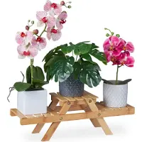 Relaxdays plantenrek - 3 etages - 17 x 51,5 x 15 cm - woonkamer - vensterbank - bamboe