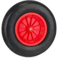 Relaxdays kruiwagenwiel - 4.80/4.00-8 - zonder lucht - kunststof velg - antilek - tot 100 kg - zwart-rood
