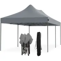 LifeGoods Partytent - Paviljoen - Easy Up - Opvouwbaar - Waterdicht - Met Draagtas Met Wieltjes - 300 x 600 cm - Donkergrijs