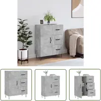 vidaXL Houten Dressoir - Dressoir - Dressoir 69,5x34x90 cm bewerkt hout betongrijs - Grijze Dressoir - Vintage Dressoir - Modern Dressoir