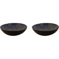 Palmer - Lester - Bord diep - Pastabord - 2 stuks - ø 21 cm - Blauw/Zwart - Stoneware - Bordenset