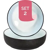Maastricht porselein - Cosmic - Schaal - Kom - 2 stuks - 55 cl - ø 16 cm - Zwart/Wit - Porselein - Bordenset