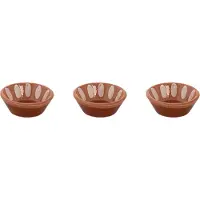 Colori del Sud - Mezquita - Schaal - 3 stuks - 6 cl - ø 8 cm - Roze/Wit/Bruin - Aardewerk - Bordenset