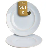 Palmer - Barolo - Bord - 2 stuks - ø 22 cm - Lichtblauw - Stoneware - Bordenset