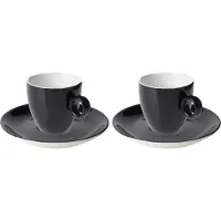 Maastricht porselein - Koffie kop en schotel - 2 stuks - 17 cl - Zwart - Porselein - Koffiekopjes