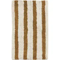 Madam Stoltz - Gestreepte Badmat - mosterd/wit - katoen - 50x80cm