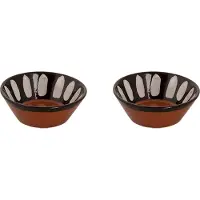 Colori del Sud - Mezquita - Schaal - 2 stuks - 45 cl - ø 15 cm - Bruin/Zwart/Wit - Aardewerk - Bordenset