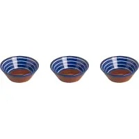 Colori del Sud - Mezquita - Schaal - 3 stuks - 20 cl - ø 11 cm - Blauw/Wit/Bruin - Aardewerk - Bordenset