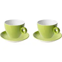 Maastricht porselein - Cappuccino kop en schotel - 2 stuks - 23 cl - Groen - Porselein - Koffiekopjes