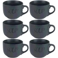 COSY&TRENDY Cosy & trendy soepkommen - 12x - donkergrijs - 11 cm - 510 ml - soepbeker - kommetje - schaaltje