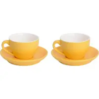 Palmer - Colors - Cappuccino kop en schotel - 2 stuks - 18 cl - Geel - Porselein - Koffiekopjes