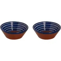 Colori del Sud - Mezquita - Schaal - 2 stuks - 80 cl - ø 18 cm - Blauw/Wit/Bruin - Aardewerk - Bordenset