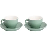 Palmer - Colors - Cappuccino kop en schotel - Mat - 2 stuks - 18 cl - Groen - Porselein - Koffiekopjes