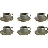 Palmer - Sandy Loam - Kop en schotel - 6 stuks - 27,5 cl - Groen - Stoneware - Koffiekopjes