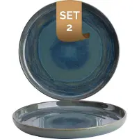 Palmer - Miami - Bord - 2 stuks - ø 22 cm - Groen/Turquoise - Stoneware - Bordenset