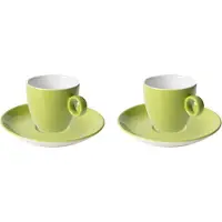 Maastricht porselein - Koffie kop en schotel - 2 stuks - 17 cl - Groen - Porselein - Koffiekopjes