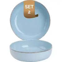 Palmer - Antigo - Schaal - Kom - 2 stuks - 47 cl - ø 15 cm - Lichtblauw - Porselein - Bordenset