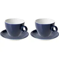 Maastricht porselein - Cappuccino kop en schotel - 2 stuks - 23 cl - Blauw - Porselein - Koffiekopjes