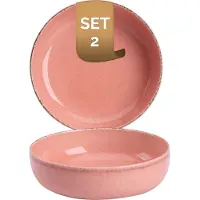 Palmer - Antigo - Schaal - Kom - 2 stuks - 47 cl - ø 15 cm - Roze - Porselein - Bordenset