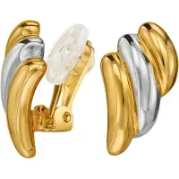 Traveller Clip Oorbellen - Oorclips Dames - Bicolor - Goud en Zilver - 22kt Verguld & Geplatineerd - 17 x 10 mm - 157771