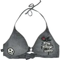 Rock Rebel by EMP Bikini Top - Bikinitop met old school opdruk - S tot XXL - voor Vrouwen - donkergrijs-zwart - Maat S