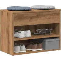 vidaXL Schoenenbankje 60x30x45 cm bewerkt hout artisanaal eikenkleur