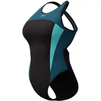 Speedo High Neck Splice Cross Back Swimsuit Blauw UK 34 Vrouw