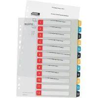 Leitz Cosy Printbare PP Tabbladen - 1-12 Numerieke Tabbladen - Tabbladen a4 - Tabbladen Voor Ordners