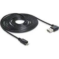 DeLOCK Micro USB naar Easy-USB-A haaks (links/rechts) kabel - USB2.0 - tot 2A / zwart - 5 meter