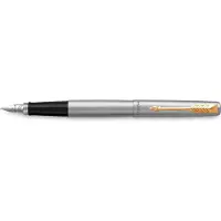 Parker Jotter Stainless Steel GT vulpen medium goud (blauwe inkt)