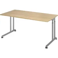 Hjh OFFICE PRO ZENO 16 S 160 x 80 - hoogte - verstelbaar frame zilver - 160 x 80 Eiken/Zilver Tafelhoogte I In hoogte verstelbaar