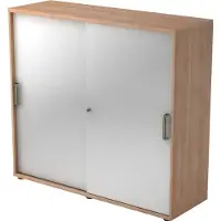 Hjh OFFICE PRO BETA 1753S - Walnoot/Zilver Hoogte van de map | 3 OH Schuifwandkast Greeplijst kunststof