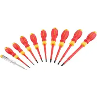 Stanley Set van geïsoleerde schroevendraaiers - - 2PZ-5SL - 10 stuks - VDE 1000 V - Spanningsmeter inbegrepen