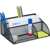 Relaxdays bureau organizer - 5 vakken - mesh - metaal - 10,5 x 25,5 x 17 cm - groot