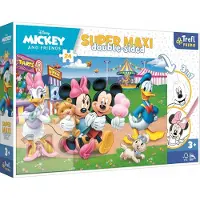 Trefl Puzzle dwustronne 24el SUPER MAXI 3w1 Mickey w wesołym miasteczku 41005
