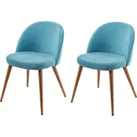 Mendler Set van 2 eetkamerstoelen -D53, stoel keukenstoel retro jaren 50 design, fluweel ~ turquoise
