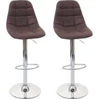 MCW Set van 2 barkrukken -A67, barkruk counter stool, MVG-gecertificeerd ~ vintage donkerbruin, textiel