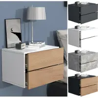Hioshop UsalL45 nachtkastje wandmontage 2 laden antraciet.