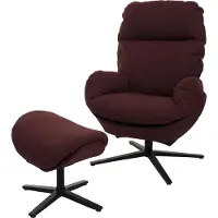 Mendler Relaxfauteuil + hocker -L12, TV-fauteuil, schommelstoel, draaifunctie, metaal stof/textiel ~ bordeaux