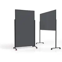 MAGNETOPLAN mobiel presentatiebord VarioPin Black, staand/liggend formaat, dubbelzijdig, B 1000 x H 1800 mm, vilt/aluminium, grijs/zwart