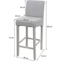 Mendler Set van 2 barkrukken -C33, barkruk tegenkruk, hout ~ crème, donkere poten, leer