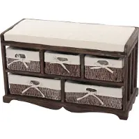 MCW Ladekast en bank met 5 laden, 45x77x36cm, shabby look, vintage ~ bruin