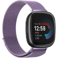 Strap-it Smartwatch bandje - Milanees bandje - geschikt voor Fitbit Versa 4 / Fitbit Sense 2 - lichtpaars - Maat: Maat L