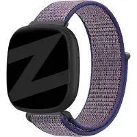 Bandz nylon loop band - geschikt voor Fitbit Versa 3 / Fitbit Sense - Hoogwaardig nylon materiaal smartwatch bandje - Nylon horlogeband met klittenbandsluiting - blauw mix nylon bandje