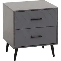MCW Nachtkastje -N89, bijzettafel nachtkastje, lade visgraatmotief melamine hout, 55x48x40cm ~ marmer look grijs